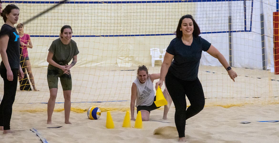 Beach volleyball training for adults